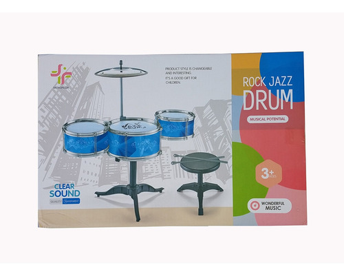 Bateria Infantil Vermelho 3 Tambores 1 Prato 2 Baquetas Rock