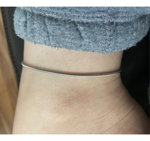 Imagen 4 de 10 de Pulsera De Tobillo Pie Mujer De Acero Panza De Víbora Plata