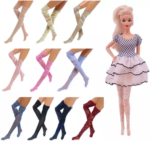 Kit 10 Pares De Meias 7/8 Luxo Para Boneca Barbie Fr Roupas