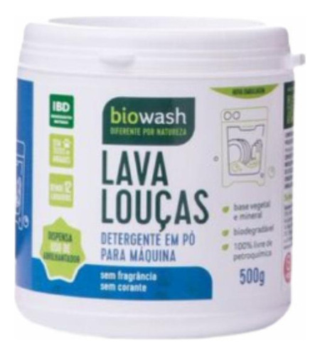 Kit 2x: Detergente Lava Louças Pó Biodegradável Biowash 500g