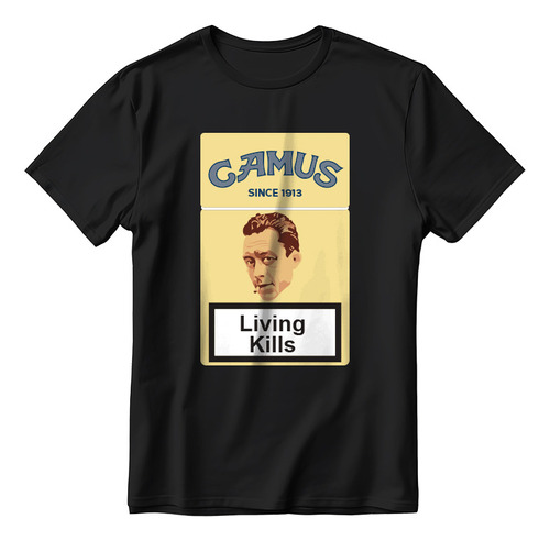 Camiseta Filosofía Albert Camus - Cigarrillos Camel Portada