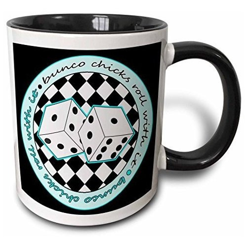 Bunco Chicks Roll With It - Taza Negra De Dos Tonos, Az...