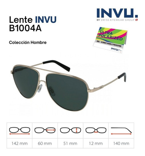 Imagen 5 de 10 de Lentes De Sol Hombre Invu B1004 Ultra Polarizados Uv400