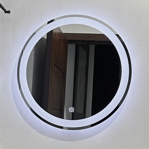 Espejo Led Redondo De Pared Touch Dimmer 70cm Esmerilado Marco Sm