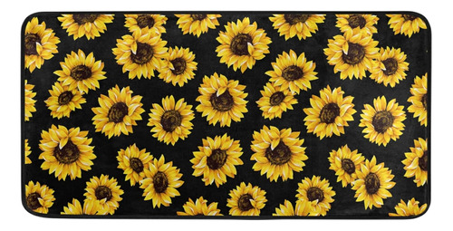 Acuarela Girasol Cocina Piso Estera Girasol Floral Anti...