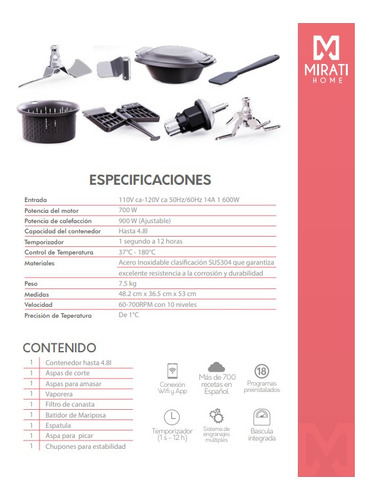 Chef Robot De Cocina Smart Wifi & App Touch 700 Recetas Negr