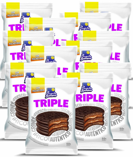 Alfajor Punta Ballena Triple De Chocolate X 12 Unidades