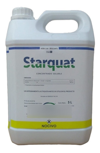 Herbicida Paraquat 27,6 % X 5 Litros Disecante