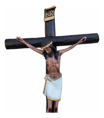 Crucifijo De Pared Con Cristo En Cruz De Madera 110 Cm