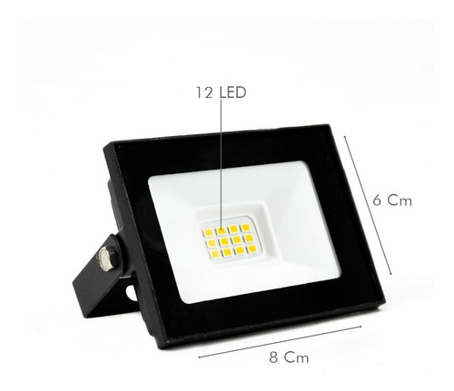 Imagen 4 de 8 de Reflector Led 10w Slim Bajo Consumo Exterior Ip65 Pack X4