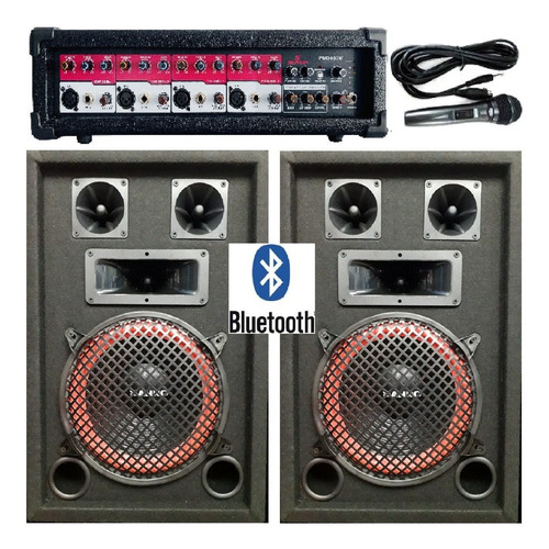 Combo 2 Bafles 10 400w/consola Moon Senon Bluetooth/1mic