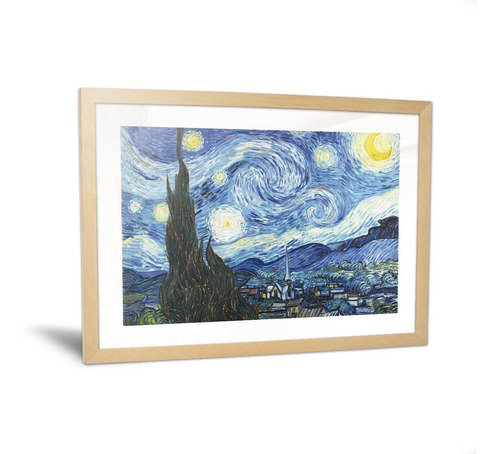 Cuadro La Noche Estrellada Vincent Van Gogh Enmarcado 20x30