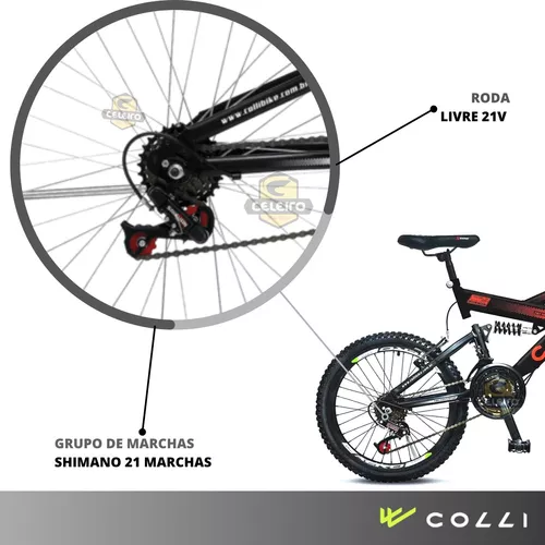Bicicleta Colli GPS Aro-26 Com Dupla Suspensão, 36 Raias, 21 Marchas e  Freios V-Brake - Laranja
