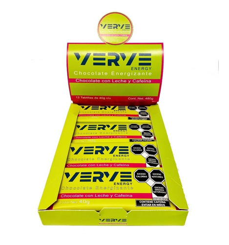 Verve Energy: Chocolate Energizante Con Leche Y Cafeína 12pz