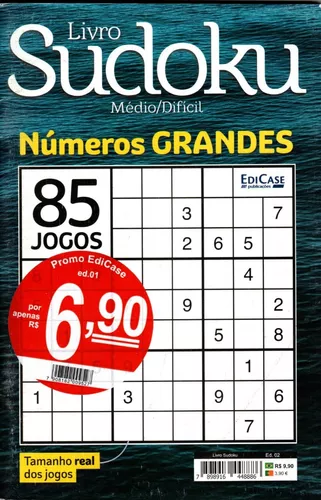 Livro Sudoku Ed. 15 - Difícil - Só Jogos 9x9 - 6 Jogos por página