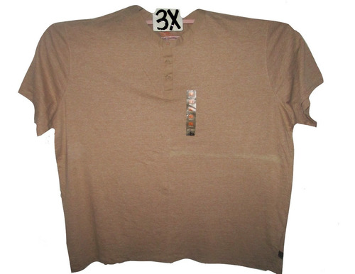 Camiseta Cafe Claro Cuello Con Botones Talla 3xl  Henley  