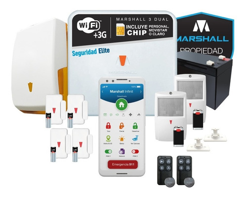 Kit Alarma Marshall 3 Inalambrica Gsm 3g Con Aplicacion Para Celular Marshall App Para Activar Y Desactivar Tu Alarma