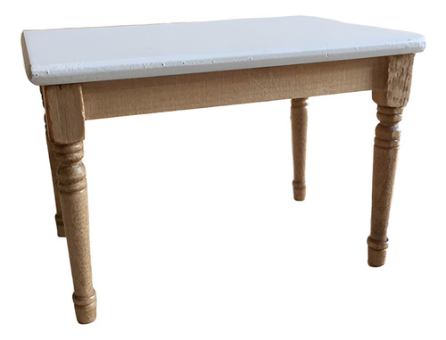 Mesa Tampo Branco Em Madeira Em Miniatura Da Casa De Bonecas