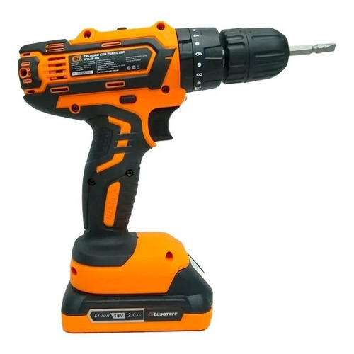 Taladro Atornillador Percutor 13mm Lusqtoff 18v 2 Bat Profes Color Naranja Frecuencia 50