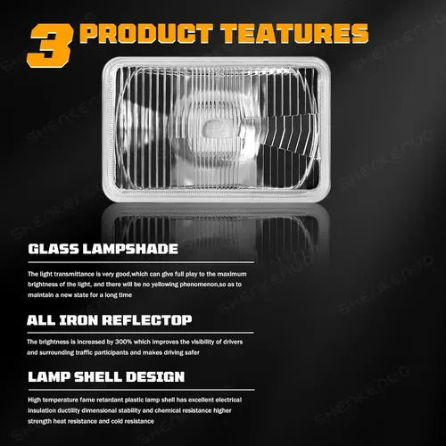 Par De Faros Delanteros 4x6 Con Halo CCFL Y Lente Transparente, Corte Diamante, Luz Blanca Fría, Para Coches Selectos