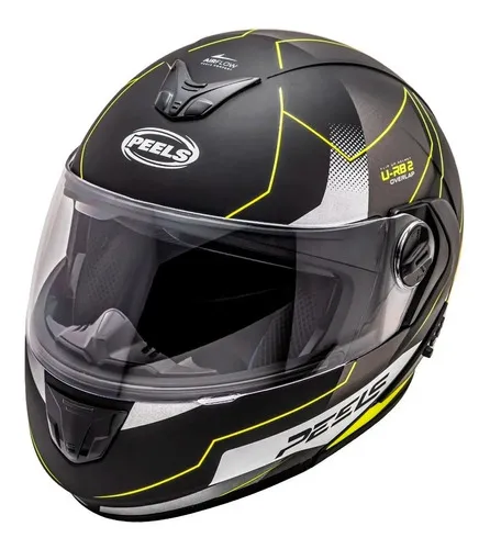 Casco retráctil Peels Urban Overlap para hombre y mujer, color negro mate y amarillo, talla 60