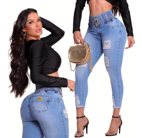 Imagem 1 de 3 de Calça Oxtreet Jeans Sem Bojo Cintura Alta Modela Bumbum