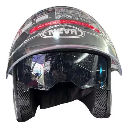 Casco Para Moto Y Bicimoto Doble Mica Visor Tornasol 