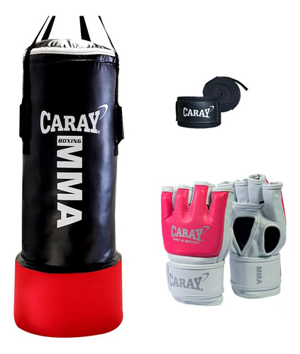 Saco De Boxeo Profesional Con Agarre+guantes Mma+vendascaray