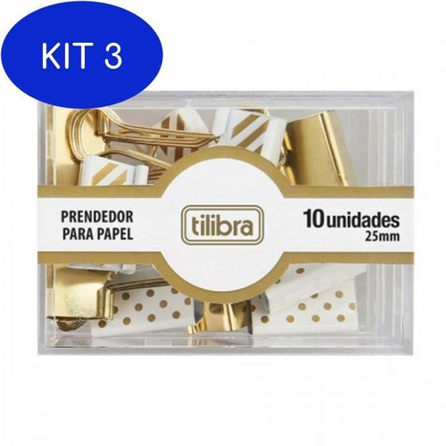 Kit 3 Prendedor Para Papel Com 10 25mm Tilibra