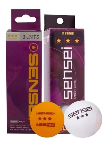 Imagen 1 de 3 de Pelotas Ping Pong Sensei 3 Estrellas Caja X 3 Unidades
