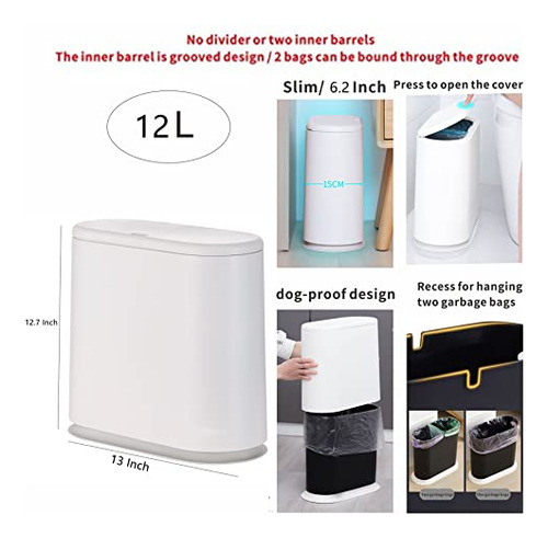 Contenedor De Basura Rectangular De Plástico 12 Litros
