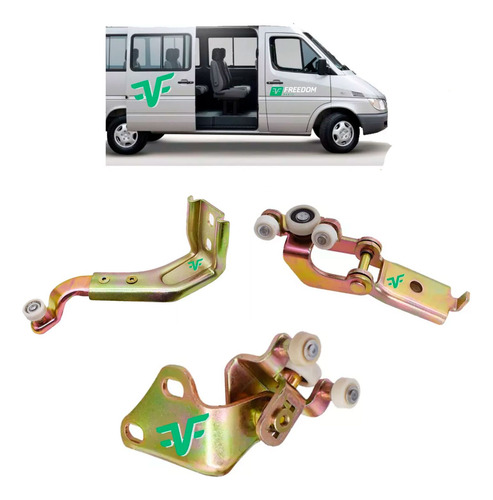Kit 3 Carrinho Guia Mercedes Sprinter Porta Lateral Correr
