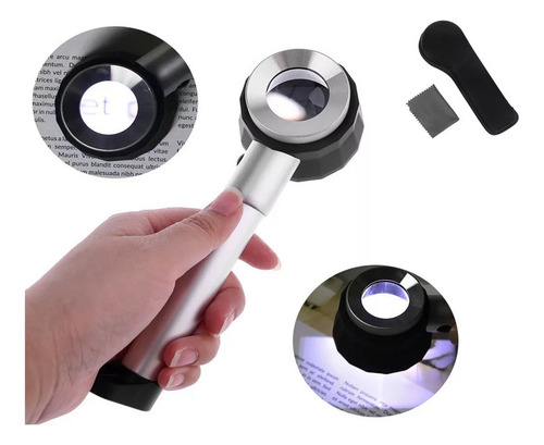 . Lente Lupa De 10x Con Escala De Luz Led Uv Lectura