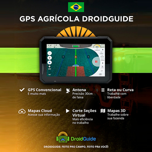 Kit Completo Gps Agrícola Droidguide 7 +antena Sinal Grátis