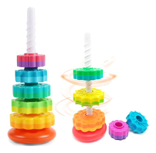 Juguete Spin Stack Para Bebés, Juguetes Con Rueca Giratoria