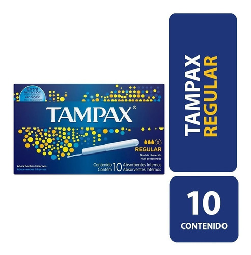 Tampones Tampax Flujo Regular, 10 Unidades 