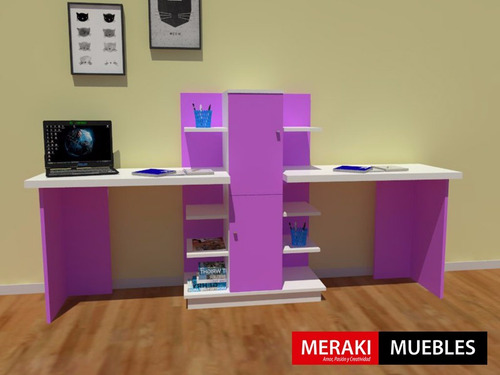 Escritorio Juvenil Doble Biblioteca Organizador Moderno
