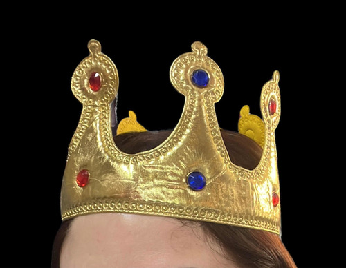 1 Coroa Rei/ Rainha Dourada Tecido Com Velcro Cor Dourado