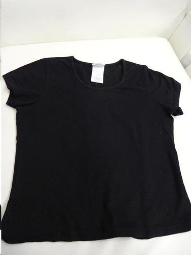 Remera Blusa Importada Negra Bordada Laura Ashley Medium