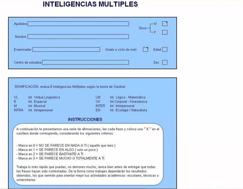 Test Inteligencias Multiples De Gardner Informe Automatizado