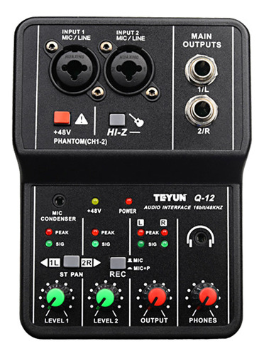 Consola Mixer 2 Canales Con Phantom - Teyun