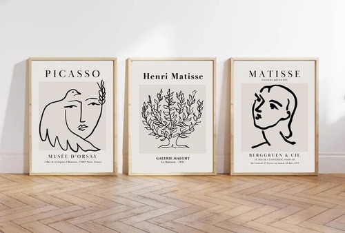 Cuadros Minimalistas, Henri  Matisse Black   Set X 3