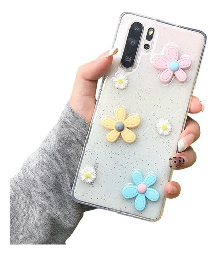 Funda Para Samsung A55 Flores Margaritas 3d Brillo + Mica 9d