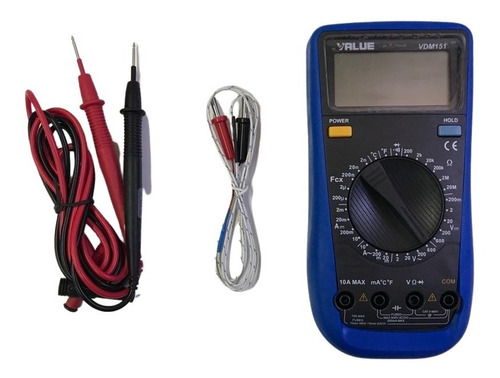 Imagen 2 de 6 de Tester Multimetro Capacimetro Termometro Value Vdm151