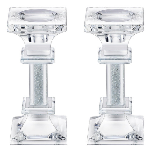 Juego 2 Portavelas Cristal Pequeños Vela Cónica 13.46cm Tran