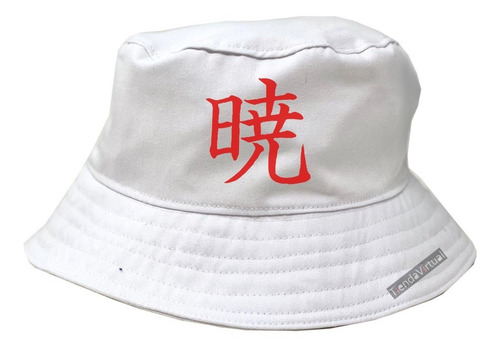 Piluso Akatsuki Clan Gorro Bucket Anime Naruto / Blanco