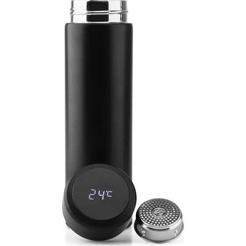 Termo Botella Con Sensor De Temperatura Negro