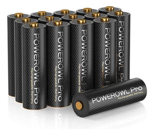 Powerowl Goldtop - Bateras Aa Recargables Pro, Alta Capacida