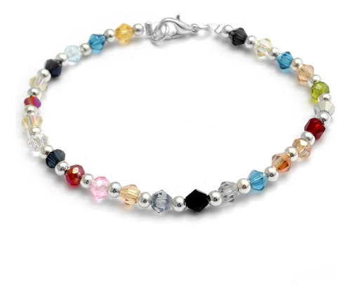 Pulsera Cristales Checos Multicolor Con Bolitas De 18cm 