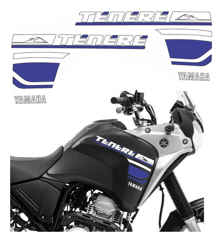 Kit Completo De Adesivos Para Yamaha Tenere 250 2018 16689 Cor BRANCO/AZUL